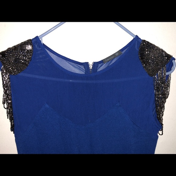 Blue Dress With military style shoulde decoration - Picture 4 of 8